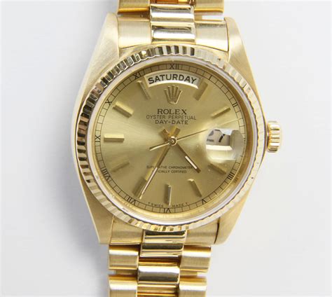 18k yellow gold rolex day date president oyster perpetual watch